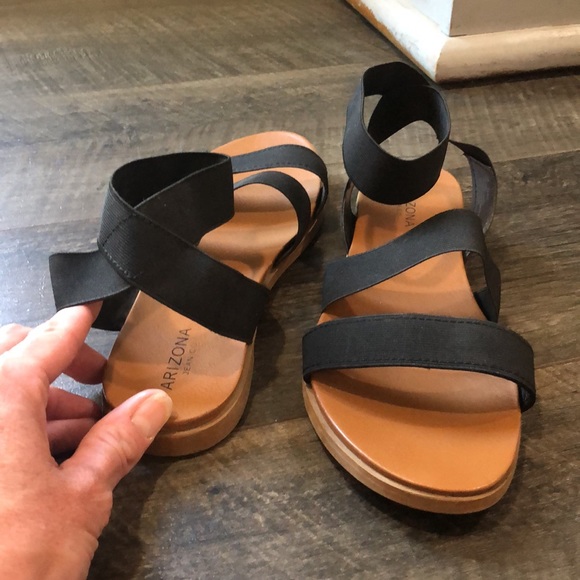 ARIZONA JEAN CO. BLK STRAP AROUND ANKLE SANDALS SIZE 10M - Picture 4 of 9